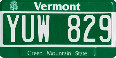 VT license plate YUW829
