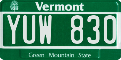 VT license plate YUW830