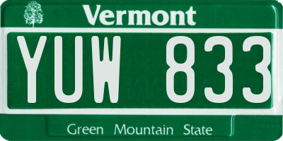 VT license plate YUW833