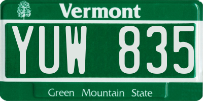 VT license plate YUW835