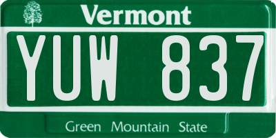 VT license plate YUW837