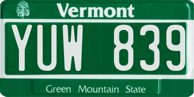VT license plate YUW839