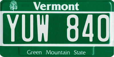 VT license plate YUW840