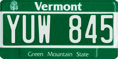 VT license plate YUW845
