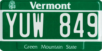 VT license plate YUW849