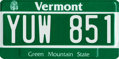 VT license plate YUW851