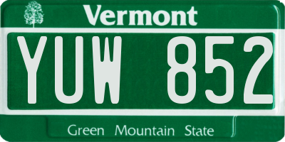 VT license plate YUW852