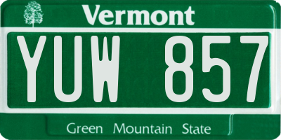 VT license plate YUW857