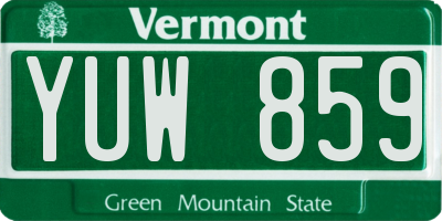 VT license plate YUW859