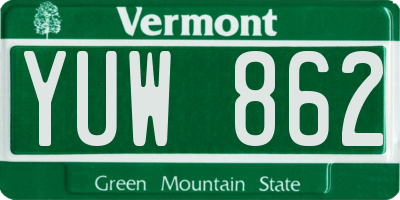 VT license plate YUW862