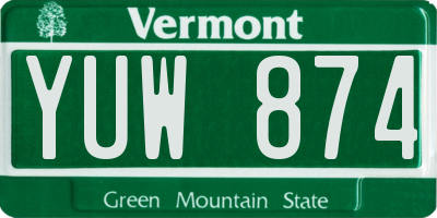 VT license plate YUW874