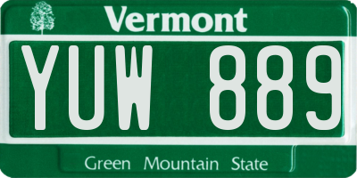 VT license plate YUW889