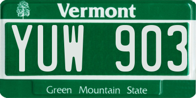VT license plate YUW903