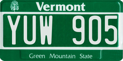 VT license plate YUW905