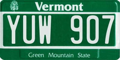 VT license plate YUW907
