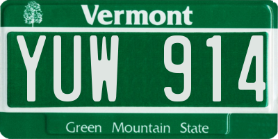 VT license plate YUW914