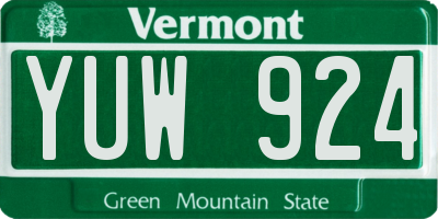 VT license plate YUW924