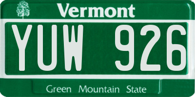 VT license plate YUW926