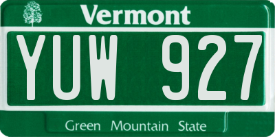 VT license plate YUW927