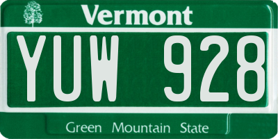 VT license plate YUW928