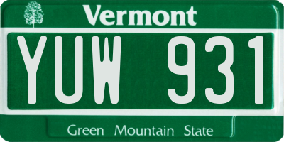 VT license plate YUW931