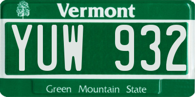 VT license plate YUW932