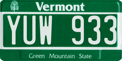 VT license plate YUW933