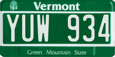 VT license plate YUW934