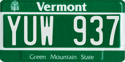 VT license plate YUW937