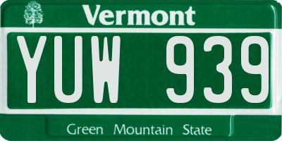 VT license plate YUW939
