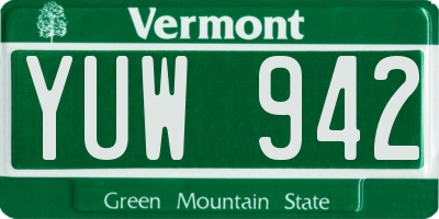 VT license plate YUW942