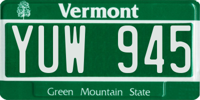 VT license plate YUW945