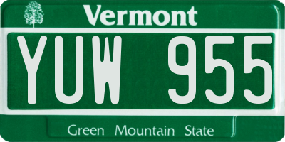 VT license plate YUW955