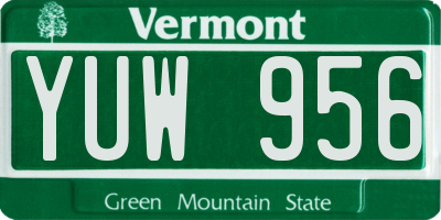 VT license plate YUW956