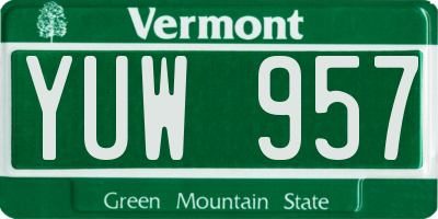 VT license plate YUW957