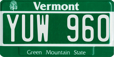 VT license plate YUW960