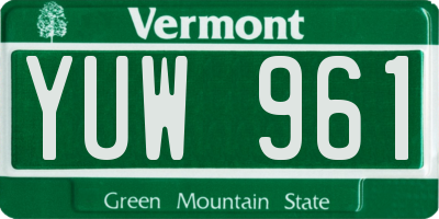 VT license plate YUW961