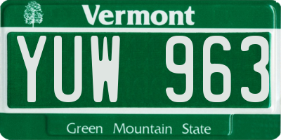 VT license plate YUW963