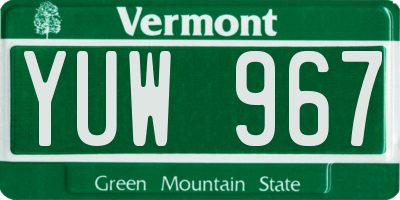 VT license plate YUW967