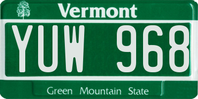 VT license plate YUW968