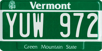 VT license plate YUW972
