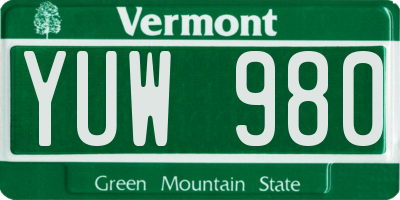 VT license plate YUW980