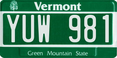 VT license plate YUW981