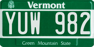 VT license plate YUW982
