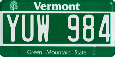 VT license plate YUW984