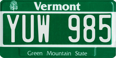 VT license plate YUW985