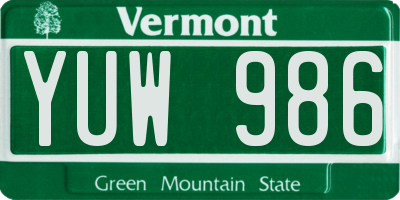 VT license plate YUW986