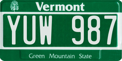 VT license plate YUW987