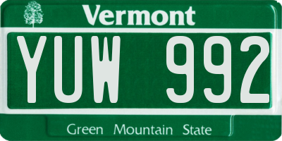 VT license plate YUW992