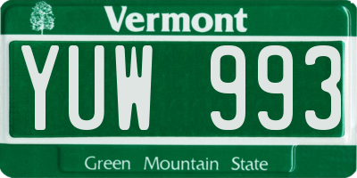 VT license plate YUW993